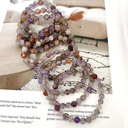 Purple Ghost Crystal Garden Quartz Bracelets 7mm 8mm Natural Crystals Healing Crystals Bracelet for Women and Men Teens Crystal Jewelry Shop Pretty Crystals From IG Crystal