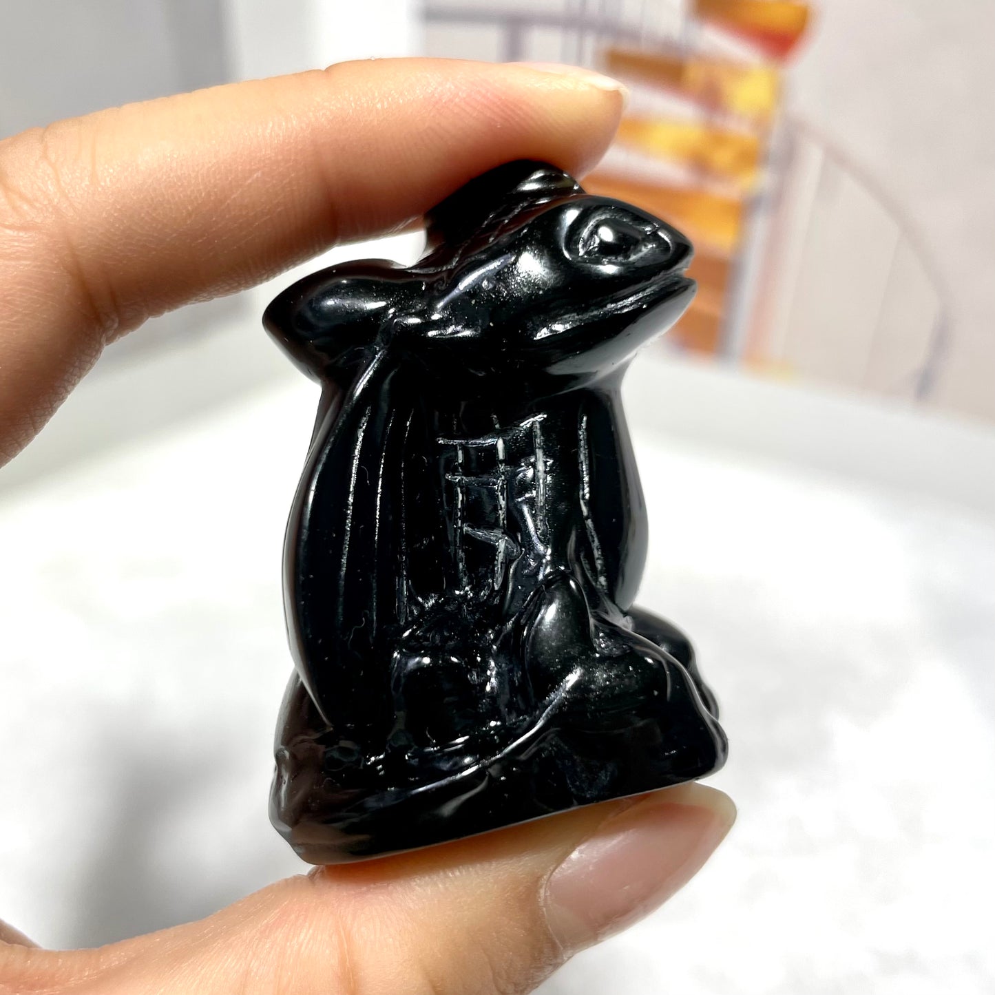 3 Counts 5cm Height Black Obsidian Stitch Crystal Carving Healing Stones Natural Stone Chakra Balancing Reiki Home Office Decor From IG Crystal