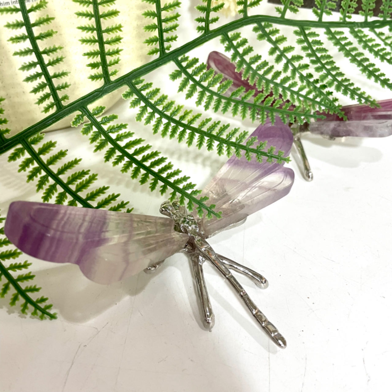 2 Counts Fluorite Dragonfly Butterfly Crystal Healing Stone Home Decoration From IG Crystal
