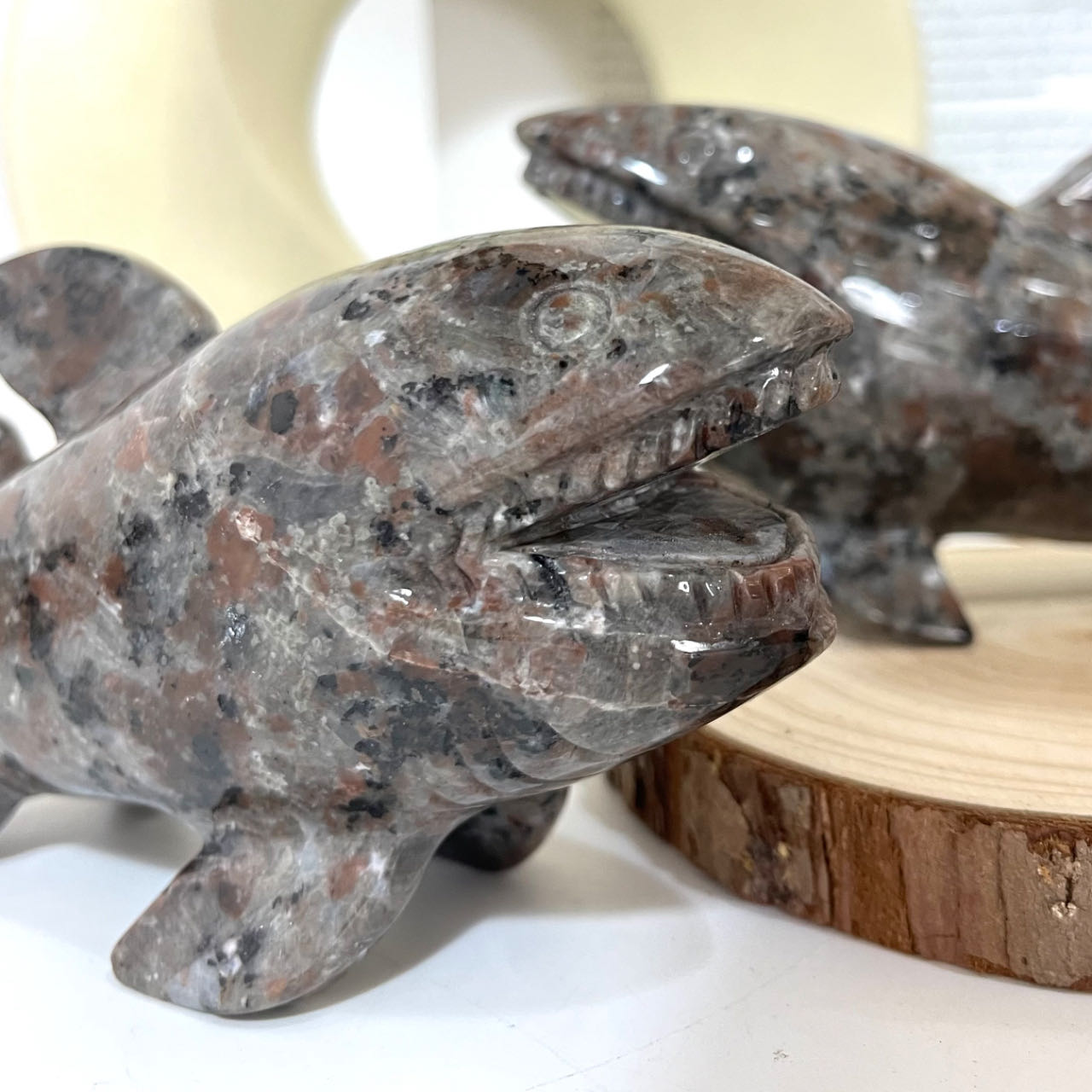 1PCS Hand-Carved Natural Fire Stone Shark Crystal Statue From IG Crystal