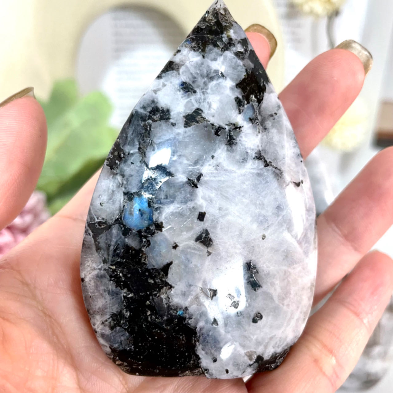 2~3 Counts Dark Spot Moonstone Water Drop Crystal Reiki Crytsal Healing Home Decor From IG Crystal