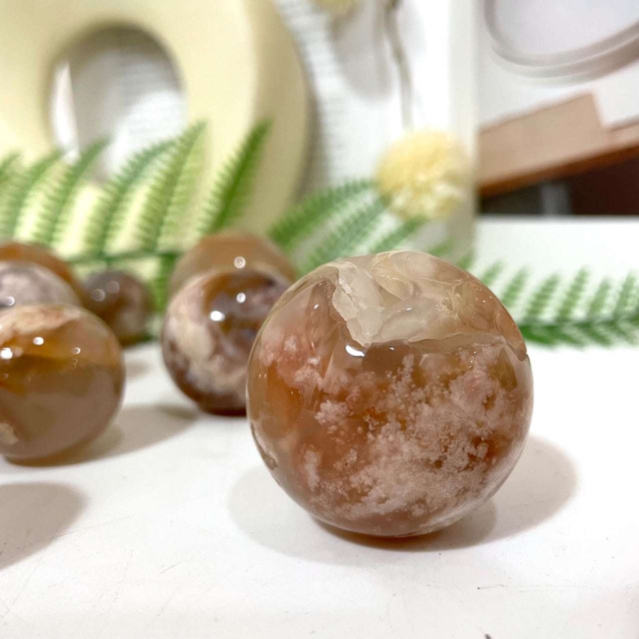 3~5PCS Small Pink Flower Agate Balls 2.5~5cm Healing Stone Home Decoration From IG Crystal