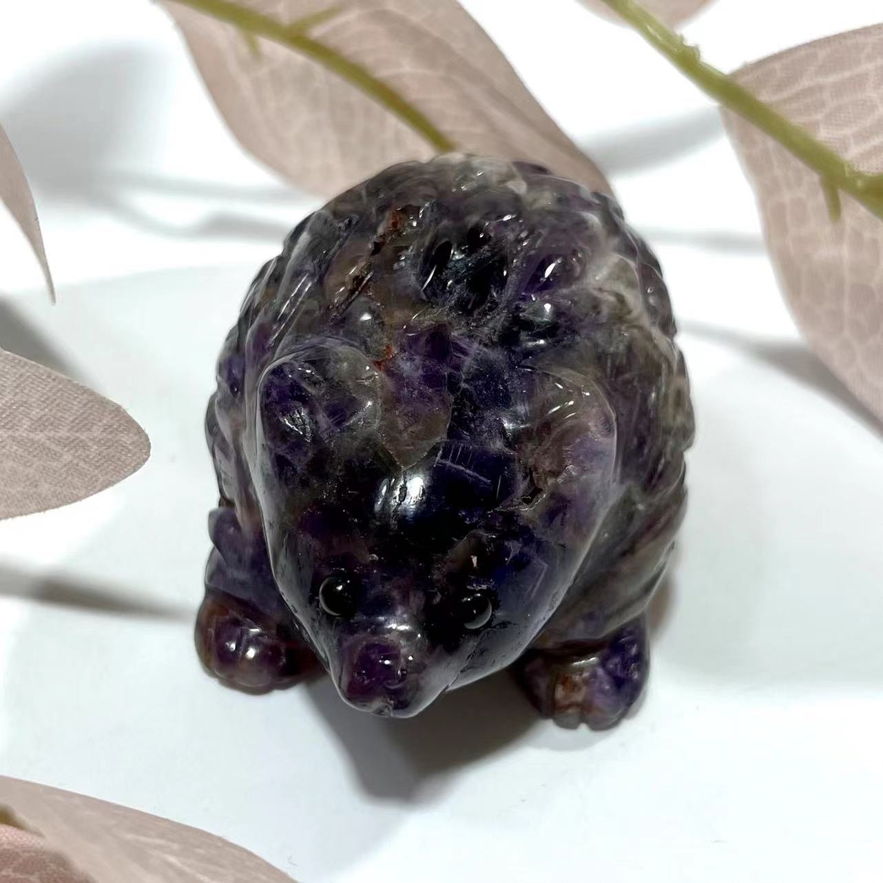 2 Counts Amethyst Hedgehog Crystal Carving Natural Stone Gem Mining Chakra Balancing Reiki Healing Crystal Mystery Crystal Display Crystal Shopping Online Home Office Decor From IG Crystal