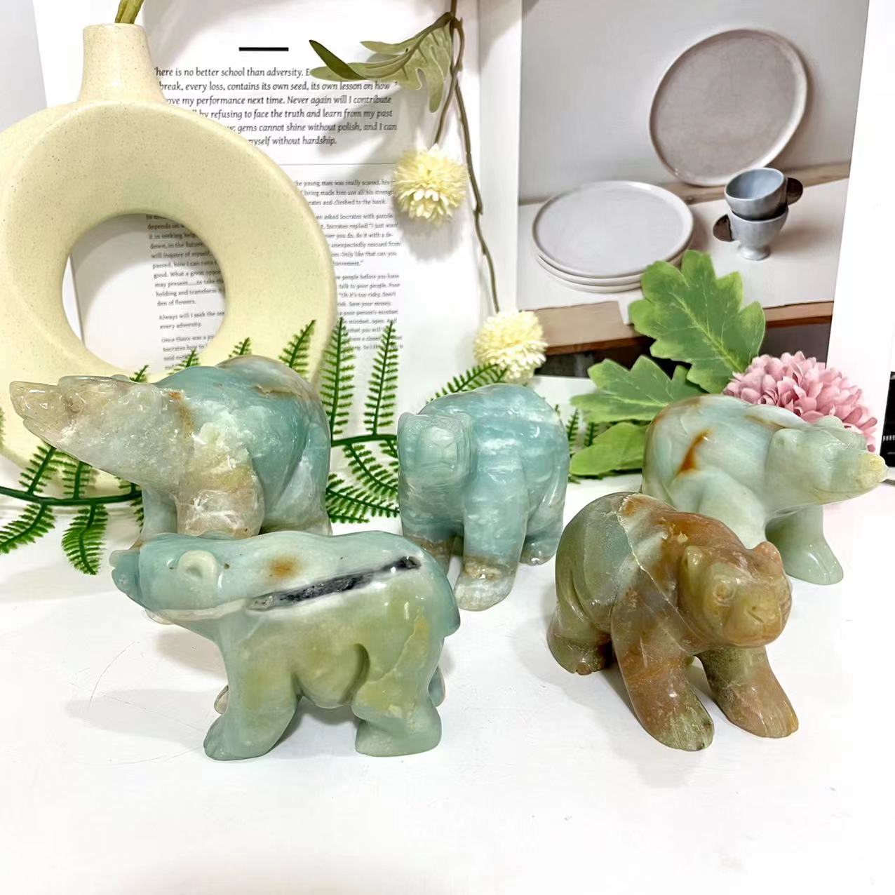 Carribean Calcit Animals Crystal Elephant Penguin Bear Healing Stone Stochastic 1PCS From IG Crystal