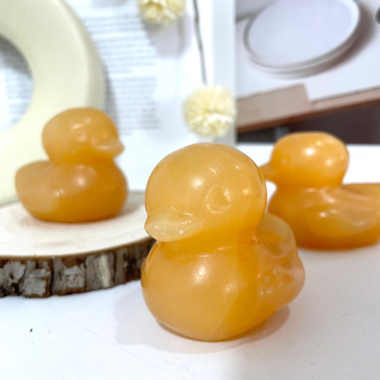 2 / 7PCS Yellow Calcite Small Yellow Duck Crystal Healing Stone From IG Crystal