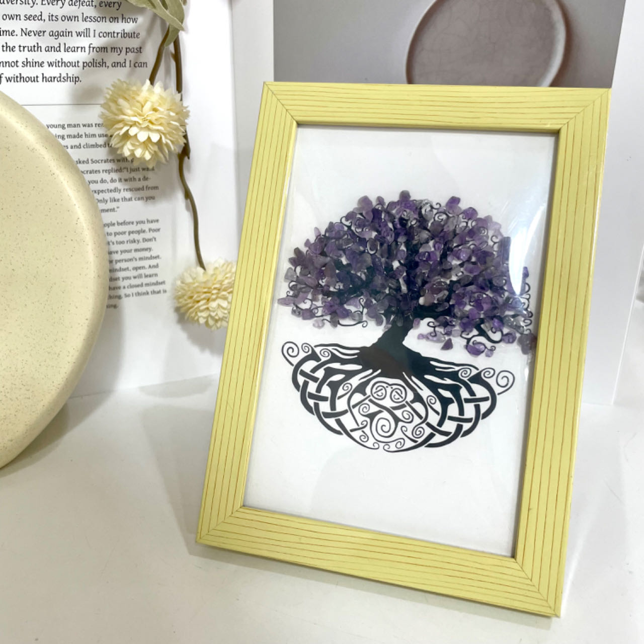 Any 2PCS Crystal Table Decoration With Table Top Stand Frame Rose Quartz Yellow Crystal Amethyst Garnet From IG Crystal