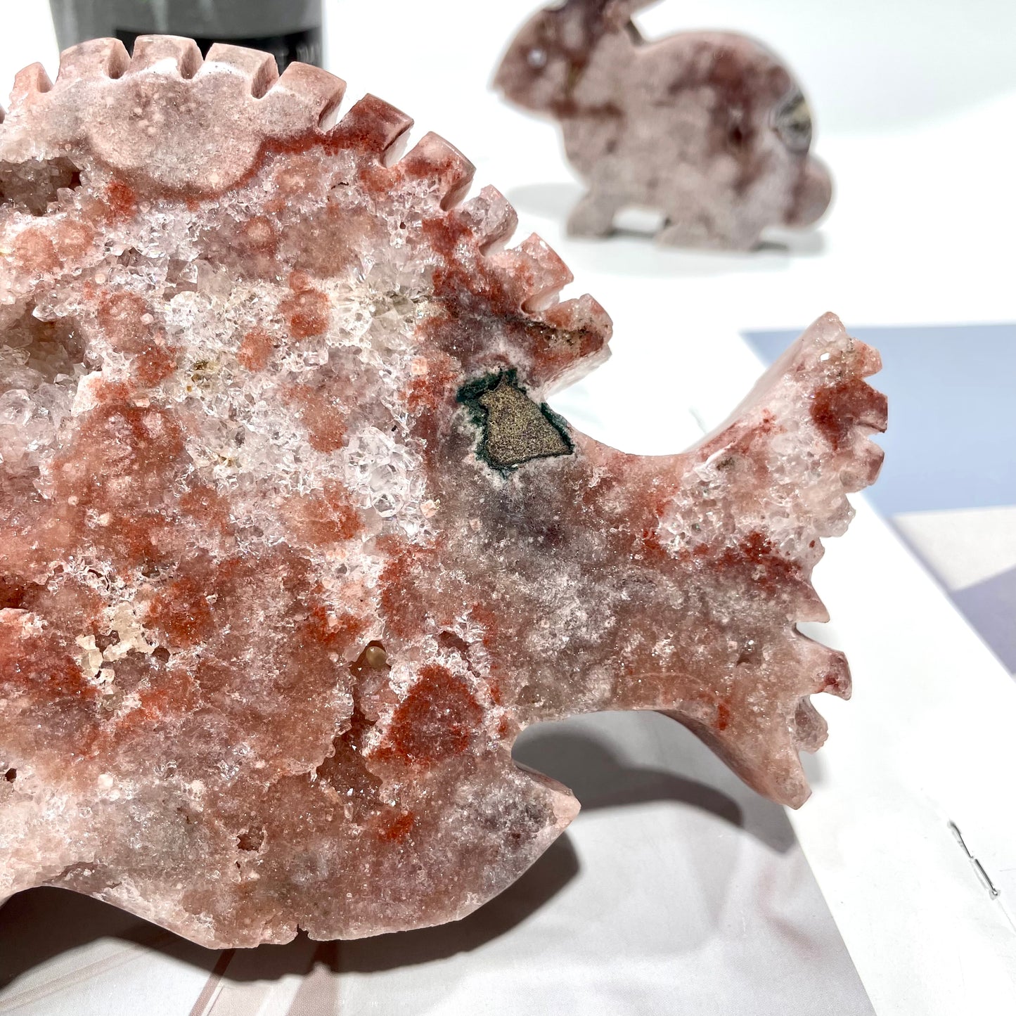 1 Count Pink Amethyst Fish Elephant Rabbit Crystal Carving Healing Stones Natural Stone Chakra Balancing Reiki Home Office Decor From IG Crystal