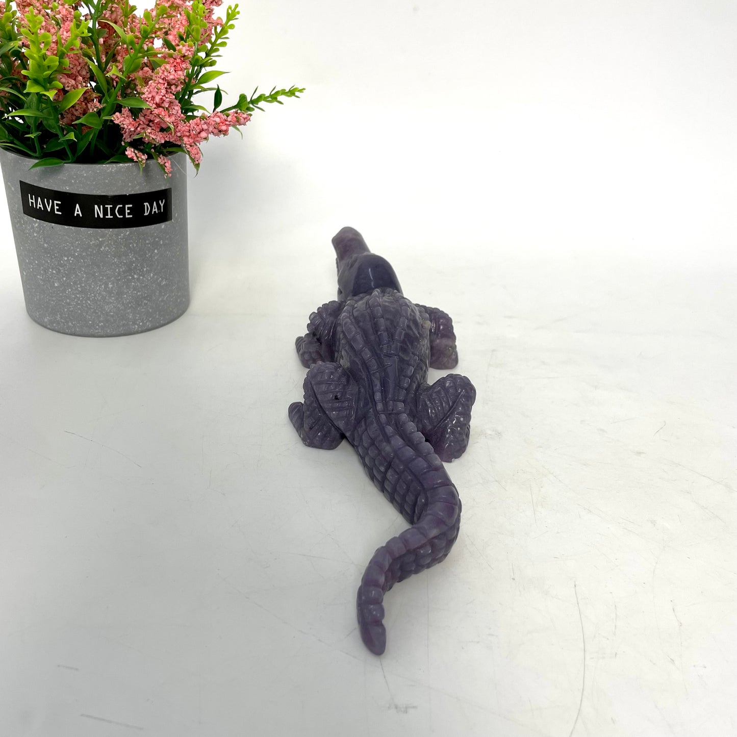 1 Count Purple Aventurine Crocodile Crystal Carving Healing Stones Natural Stone Chakra Balancing Reiki Home Office Decor From IG Crystal