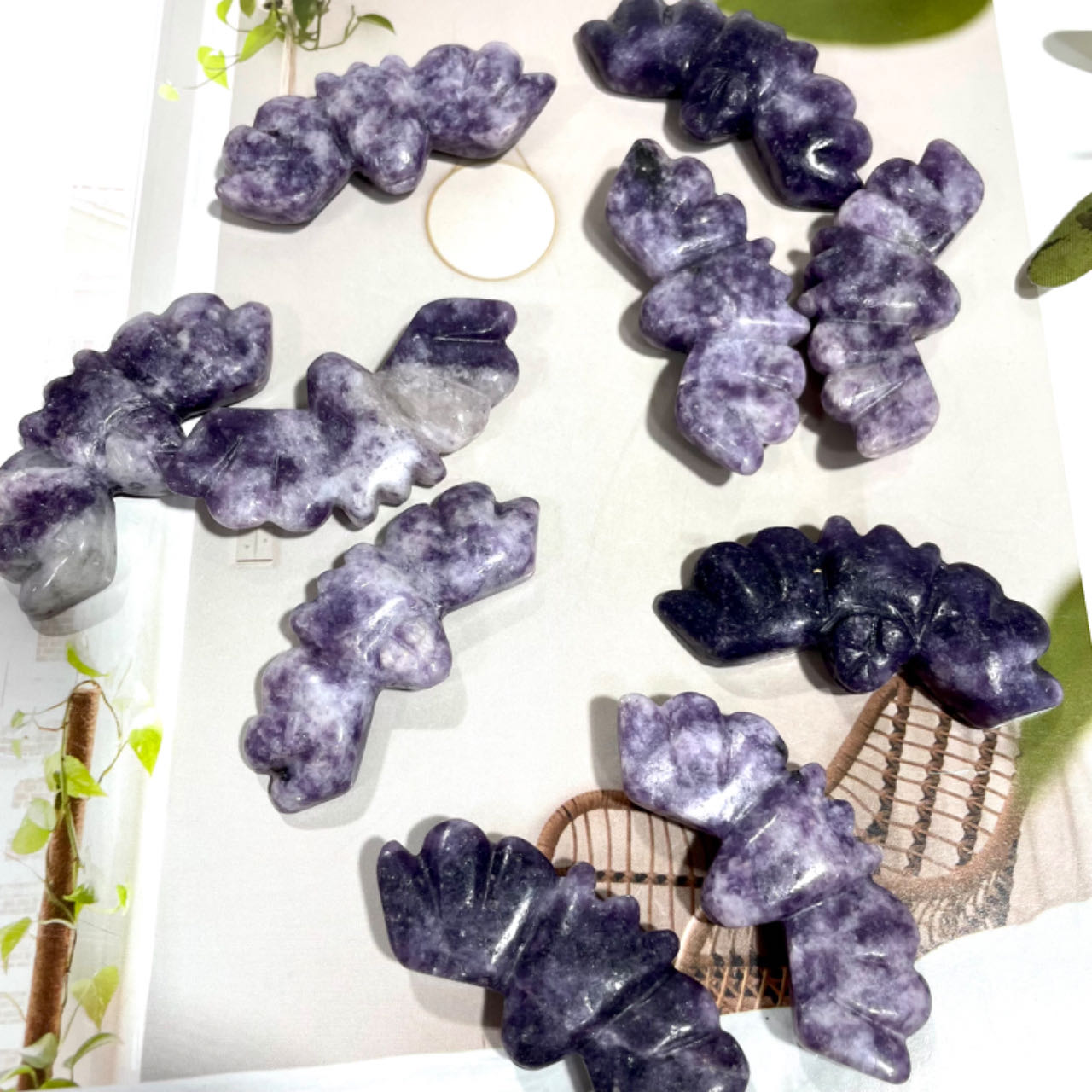 7 Counts Amethyst Bat Crystal Healing Crystal Home Decoration From IG Crystal