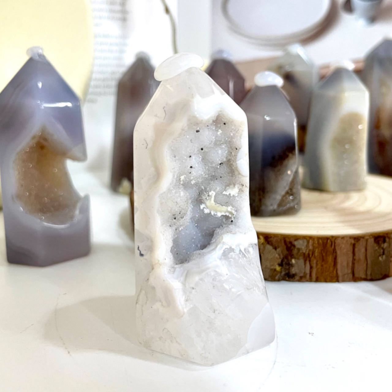 Stochastic 2~3PCS Wand Druzy Natural Raw Geode From IG Crystal