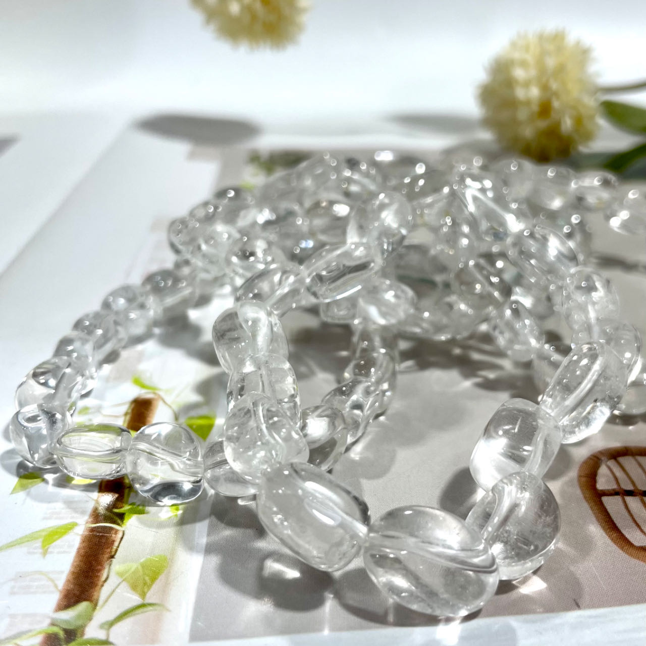 Clear Quartz Bracelet 17mm 13mm 10mm 8mm Block-shaped Irregularity Healing Crystal Home Decoration From IG Crystal