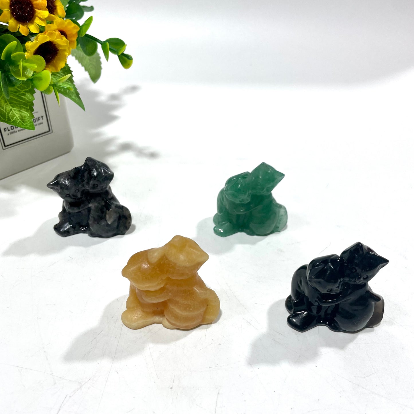 3 Counts Different Materials Embrace Cat Crystal Carving Healing Stones Natural Stone Chakra Balancing Reiki Home Office Decor From IG Crystal