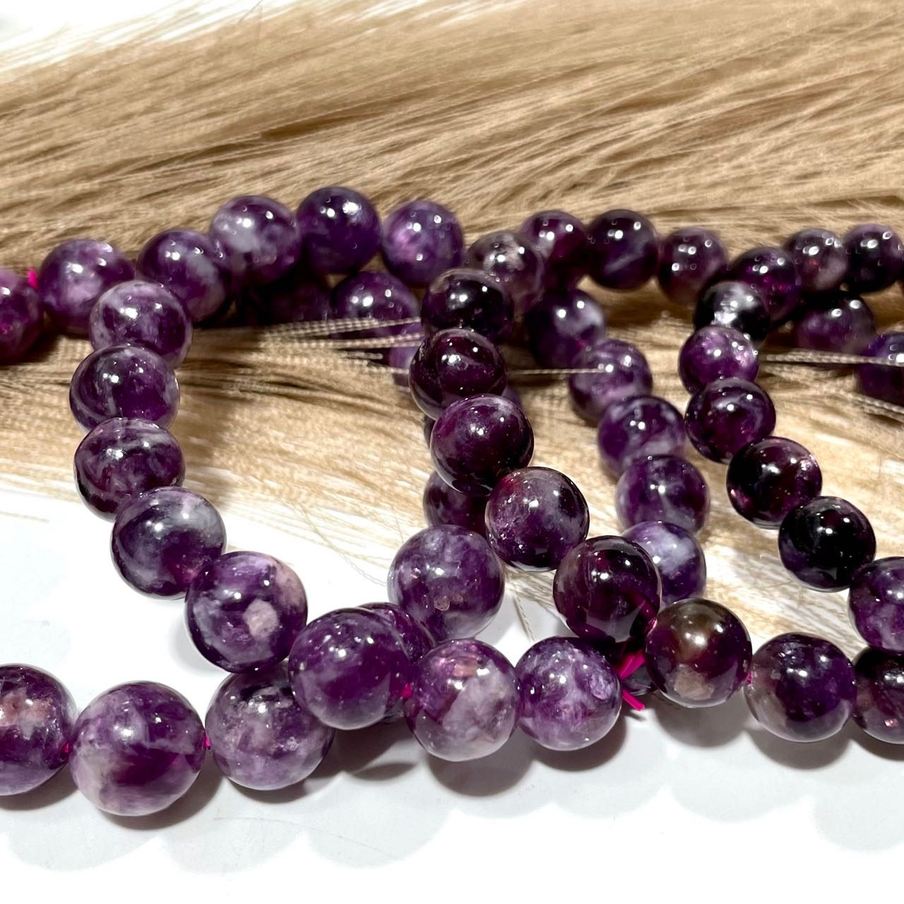 2 Counts Purple Mika Crystal Bracelet 7~11mm Energy Healing Crystals Jewelry for Women DIY Bracelet From IG Crystal