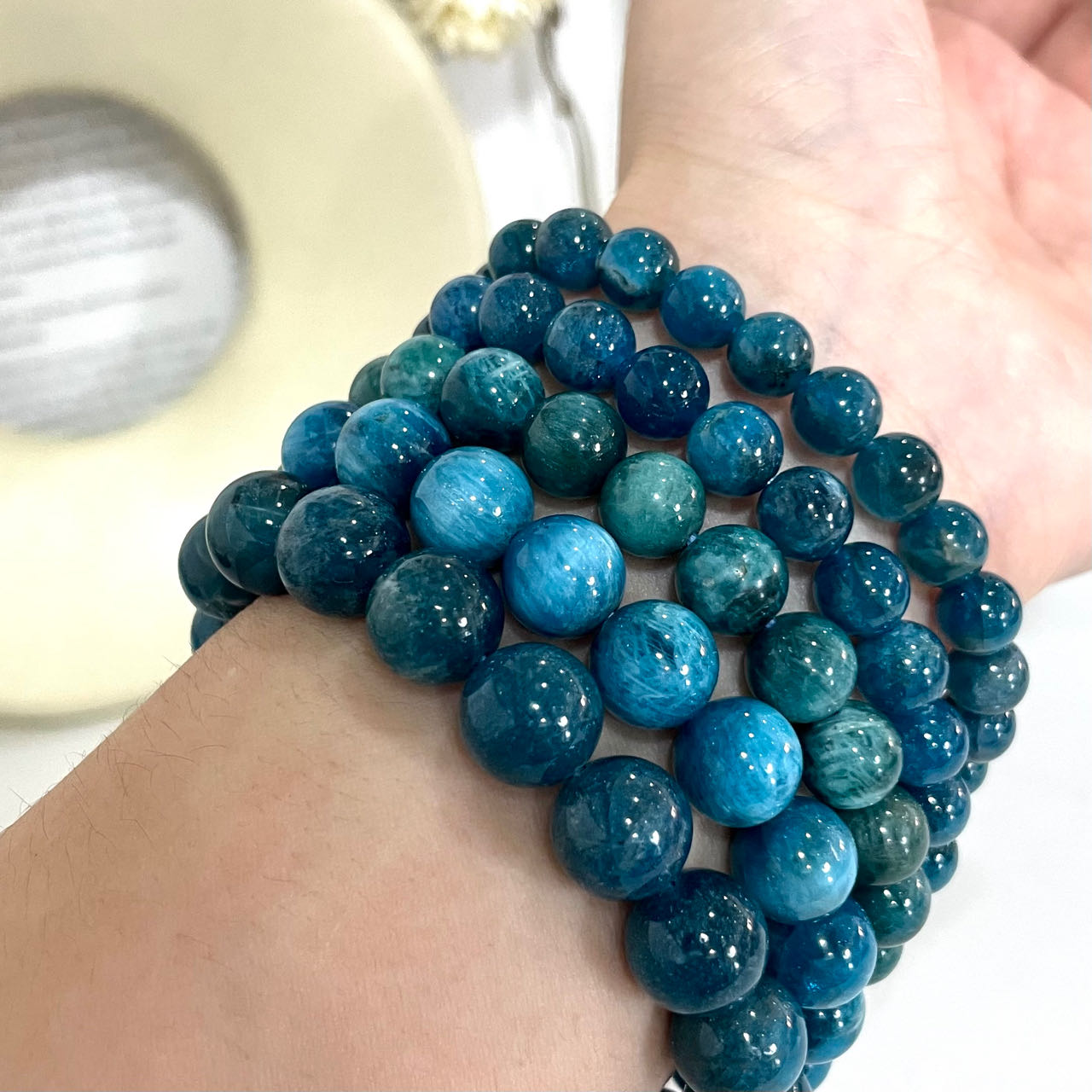 Blue Apatite Bracelet 7~11mm Energy Healing Crystals Jewelry for Women DIY Bracelet From IG Crystal