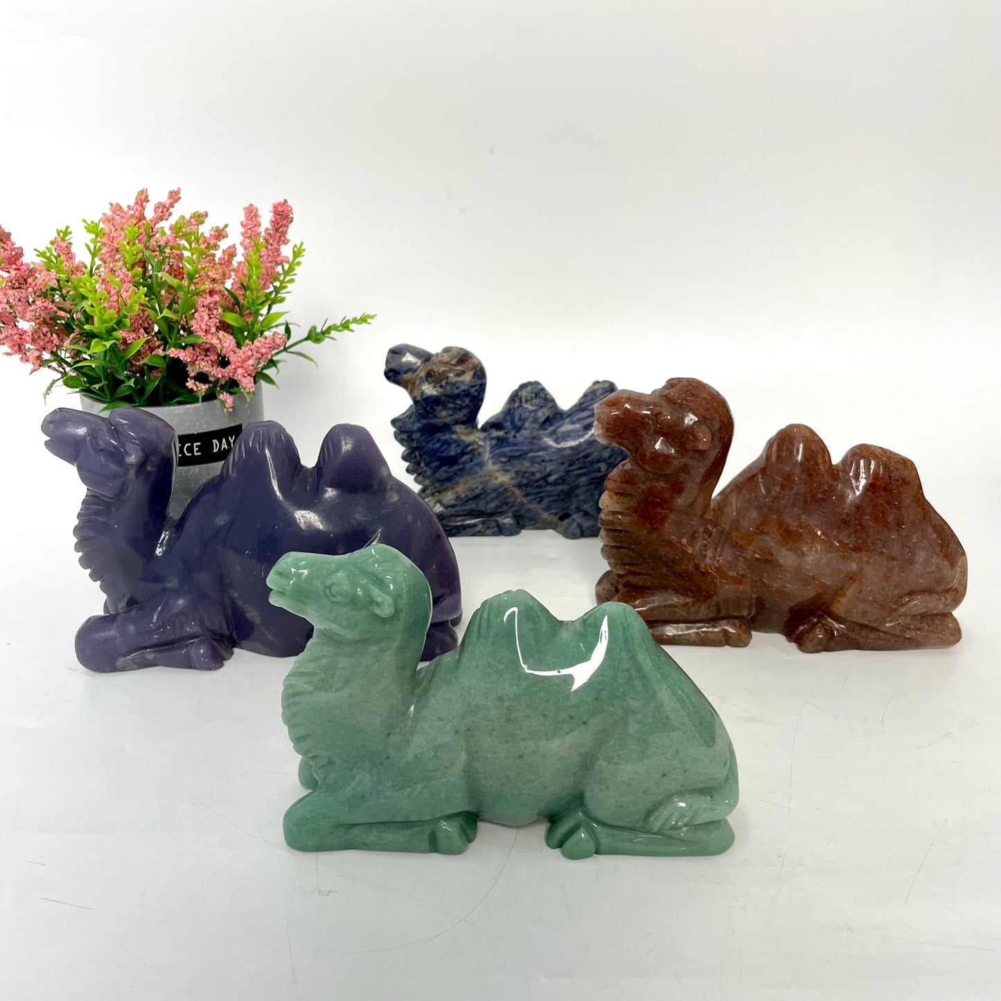 1 Count Big Camel Crystal Carving Green/Purple Aventurine Sodalite Strawberry Quartz Healing Stones Natural Stone Chakra Balancing Reiki Home Office Decor From IG Crystal