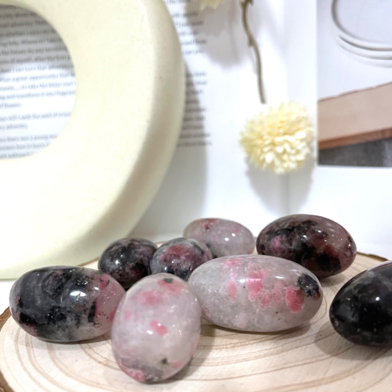 25~30PCS Pink Black Rhodonite Oblong Shape Natural Stone Crystal Healing Power Energy Gifts From IG Crystal