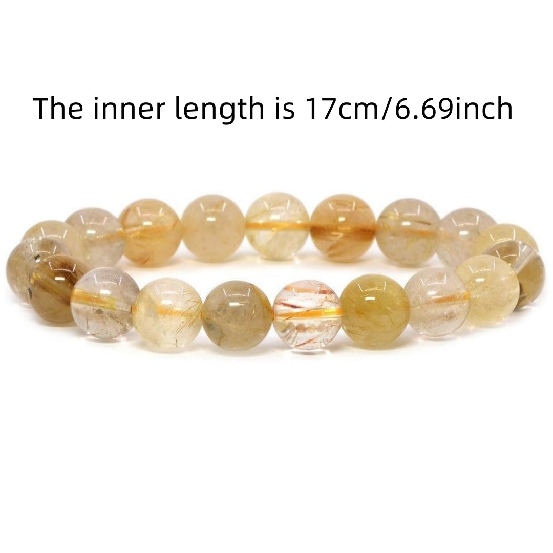 3 Counts Golden Rutile Bracelet 10~11mm Natural Crystals Healing Crystals Bracelet for Women and Men Teens Crystal Jewelry Shop Pretty Crystals From IG Crystal
