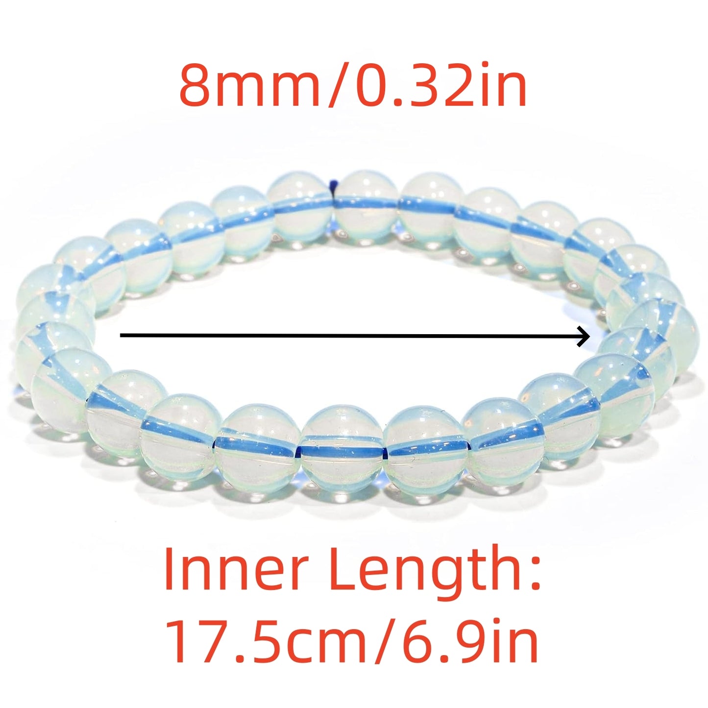 5 Counts Opalite Gem Semi Precious Beads Bracelet – Healing Crystal Handmade Bracelet for Women Men and Teens Gifts – 8mm Round Beaded Bracelets – Unisex Stretchy Handmade Stone Bracelet – Protection Bracelet From IG Crystal