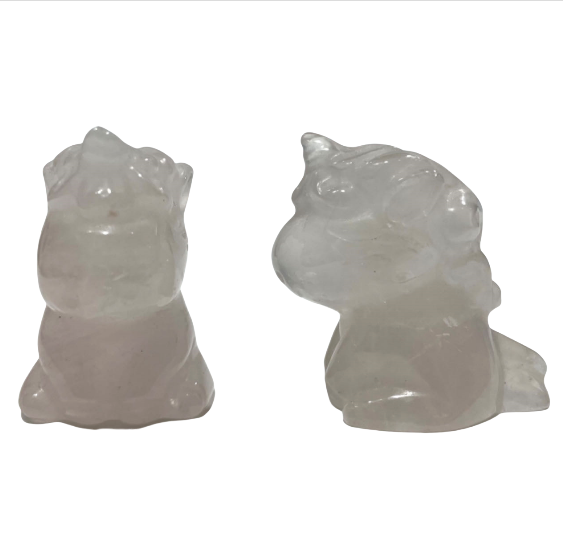 2 Counts Rose Quartz Unicorn Crystal 4.5CM Natural Gemstone Semi Precious Healing Crystals Enhance Positive Energy Home Decoration From IG Crystal