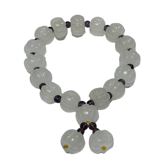 2 Counts Afghanistan White Jade Pumpkin Bracelet Natural Crystals Healing Stones Crystal Jewelry Shop Pretty Crystals From IG Crystal