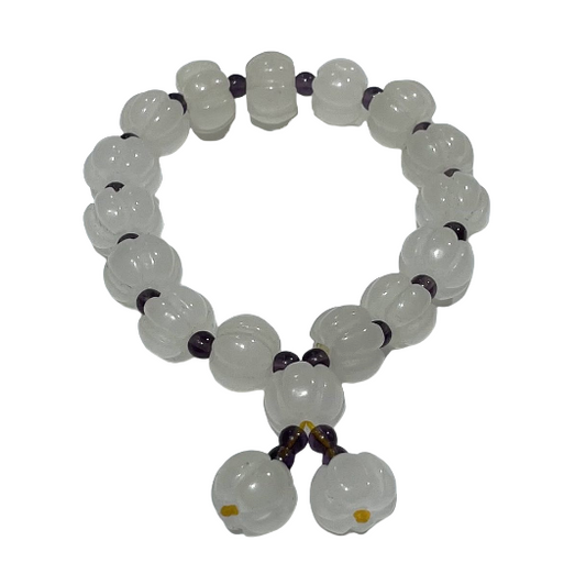 2 Counts Afghanistan White Jade Pumpkin Bracelet Natural Crystals Healing Stones Crystal Jewelry Shop Pretty Crystals From IG Crystal