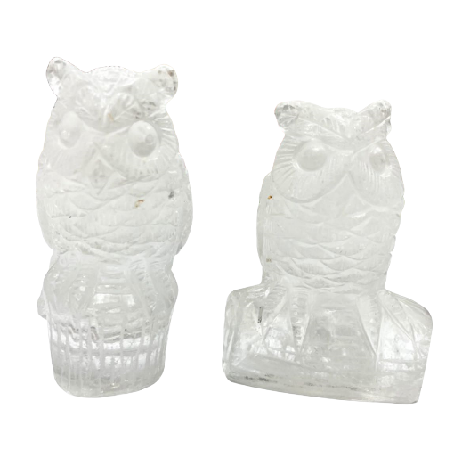 1 Count Clear Quartz Owl Crystal Healing Stone Home Decoration From IG Crystal