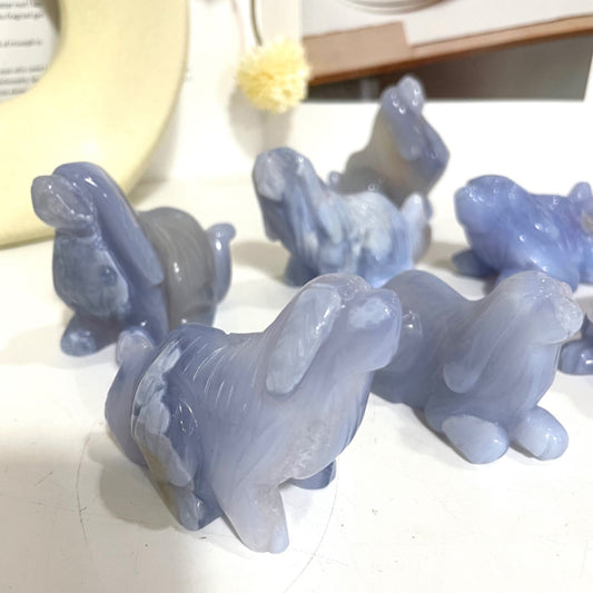 Blue Lace Agate Dog Crystal Healing Stone Home Decoration Stochastic 1PCS From IG Crystal