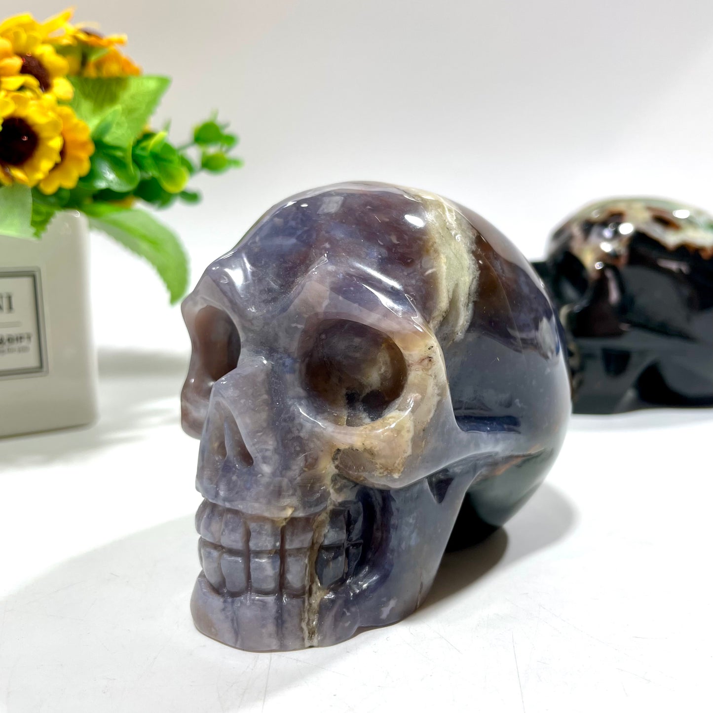 1 Count India Agate Skull Crystal Carving Healing Stones Natural Stone Chakra Balancing Reiki Home Office Decor From IG Crystal
