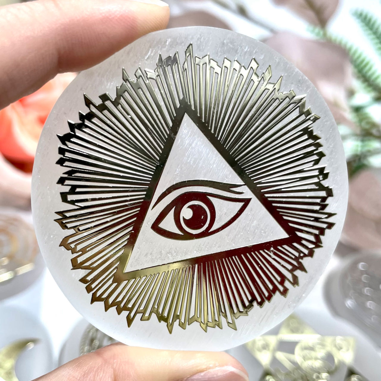 7 Counts Selenite Slice Healing Stone Home Decoration From IG Crystal