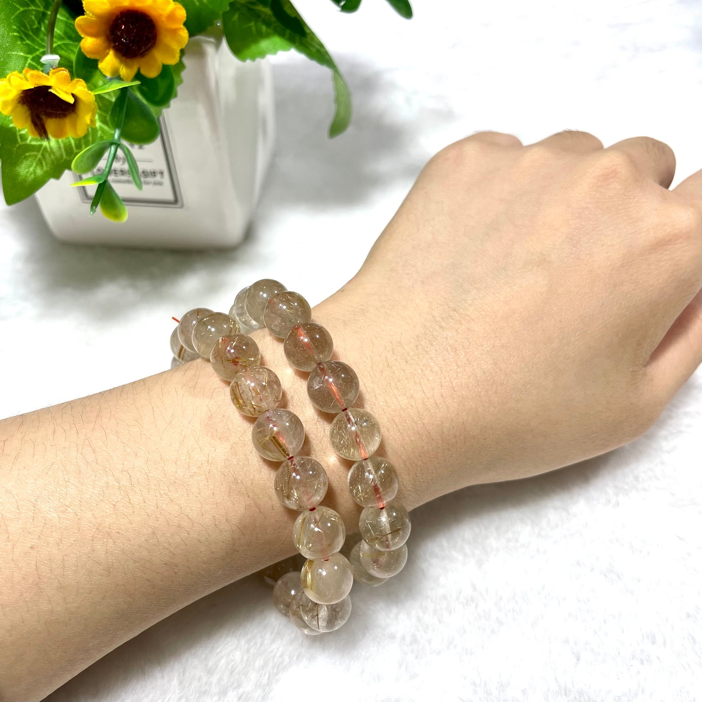 3 Counts Golden Rutile Bracelet 10~11mm Natural Crystals Healing Crystals Bracelet for Women and Men Teens Crystal Jewelry Shop Pretty Crystals From IG Crystal