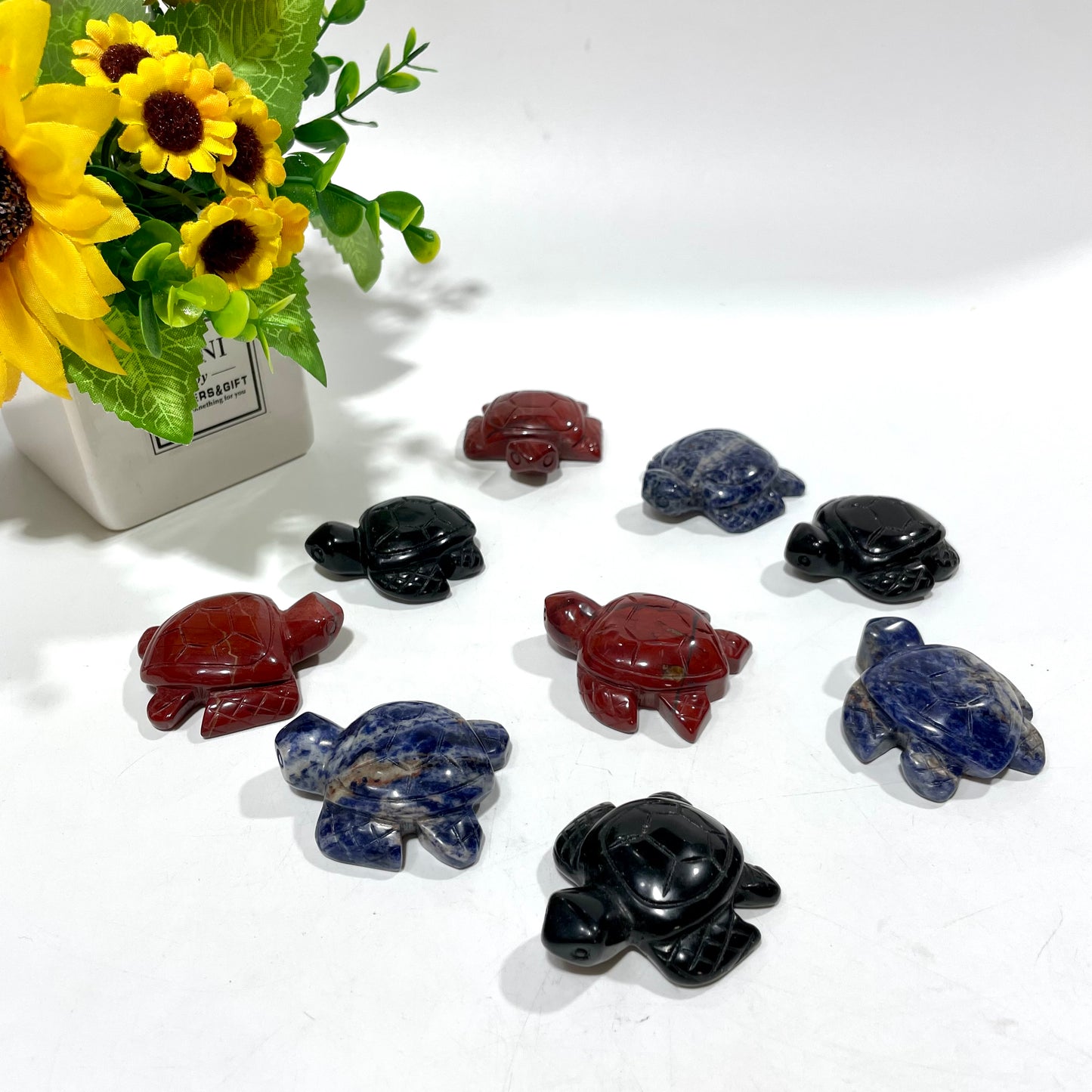 3 Counts Little Turtle Crystal Carving Sodalite Red Jasper Black Obsidian Healing Stones Natural Stone Chakra Balancing Reiki Home Office Decor From IG Crystal