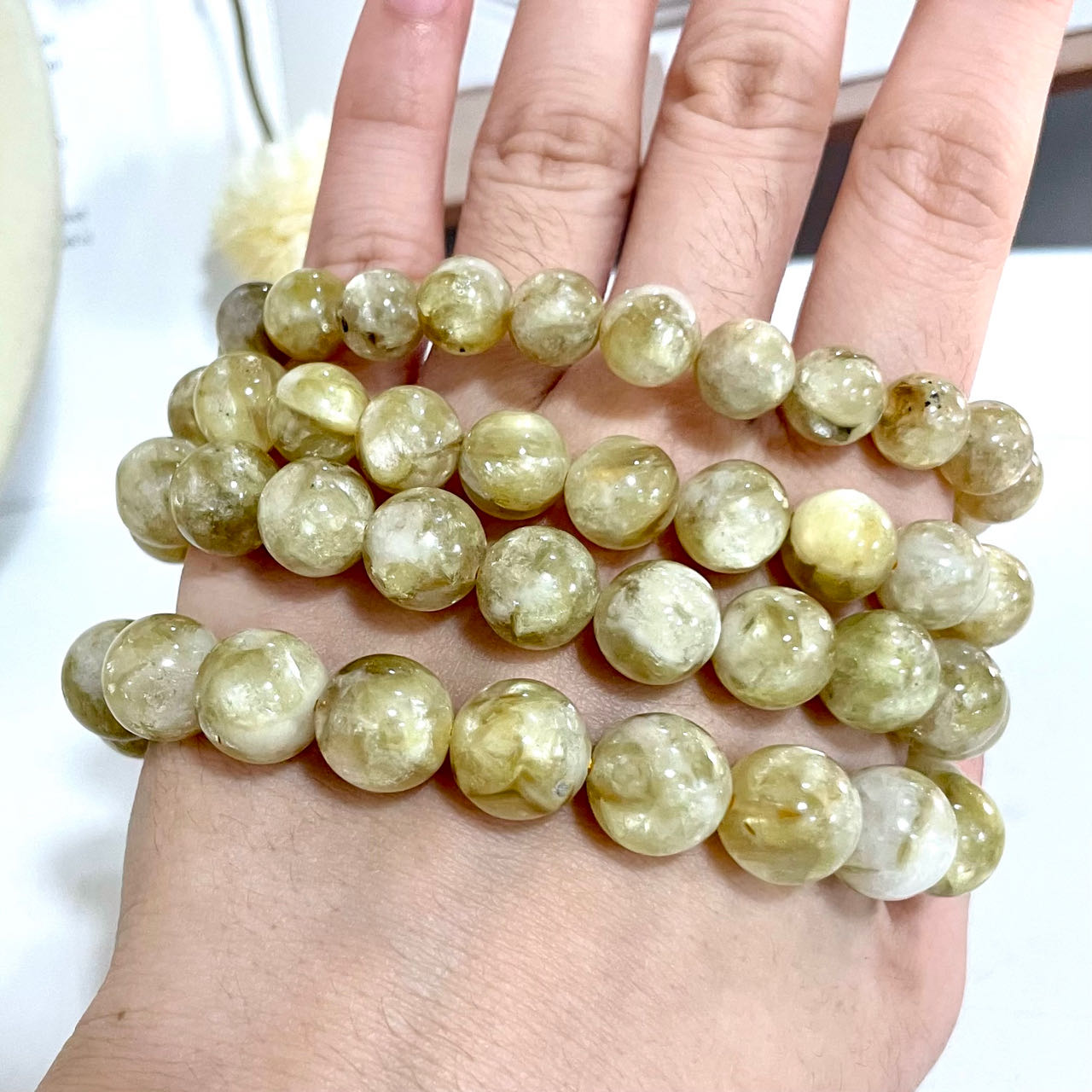 Golden Mica Bracelet 9~12mm Energy Healing Crystals Jewelry for Women DIY Bracelet From IG Crystal