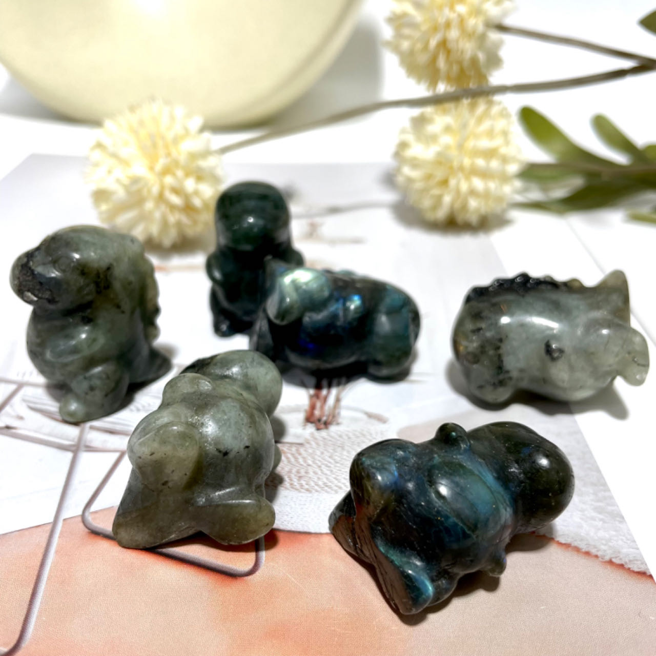 5 Counts Labradorite Small Dinosaur Crystal Healing Crystal Home Decoration From IG Crystal