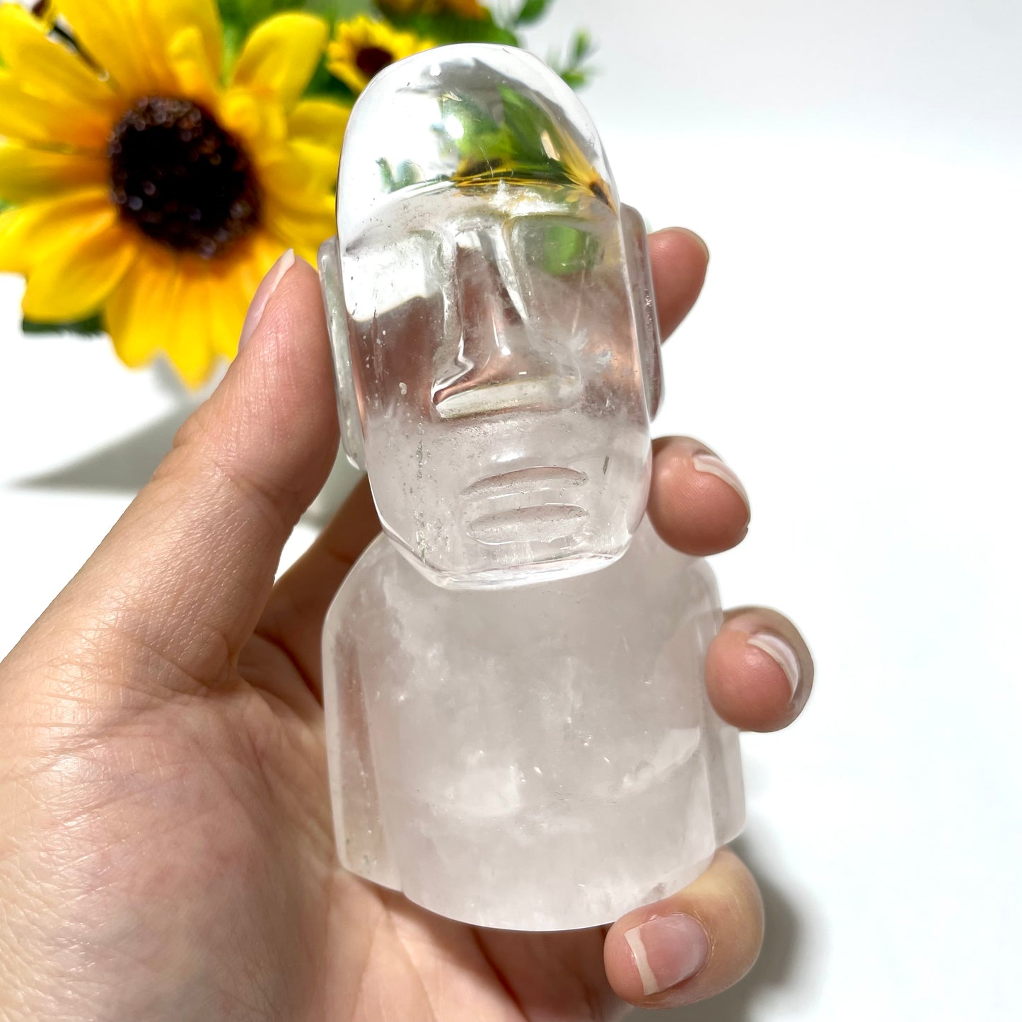 2 Counts 300~350G Clear Quartz Moai Crystal Carving Natural Stone Gem Mining Chakra Balancing Reiki Healing Crystal Mystery Crystal Display Crystal Shopping Online Home Office Decor From IG Crystal