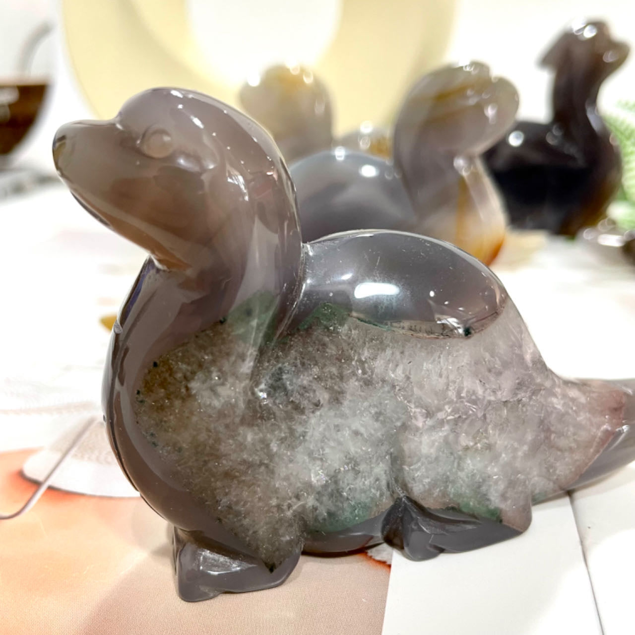 2 Counts Geode Agate Dinosaur Crystal Healing Crystal Home Decoration From IG Crystal