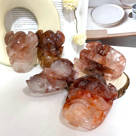 1PCS Fire Quartz Mask Crystal Healing Stone Home Decoration From IG Crystal