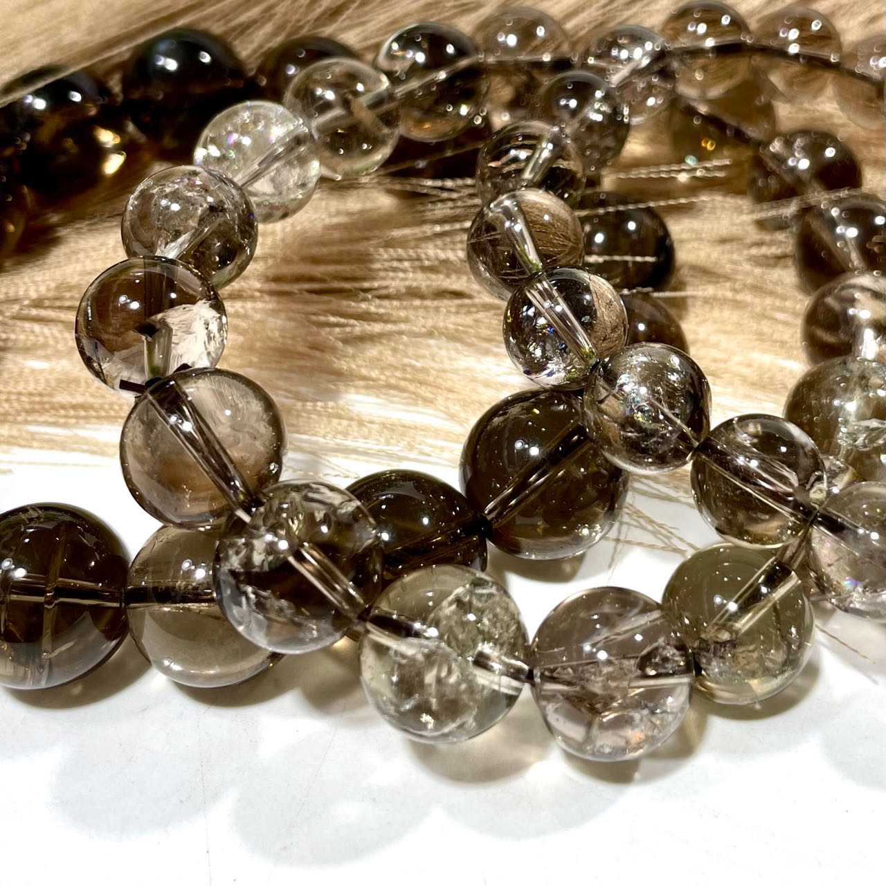 2 Counts Tea-coloured Crystal Bracelet 9~14mm Energy Healing Crystals Jewelry for Women DIY Bracelet From IG Crystal
