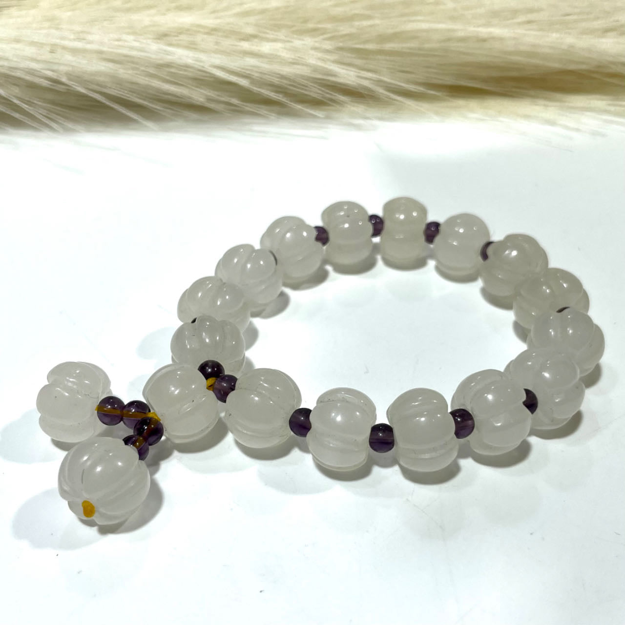 2 Counts Afghanistan White Jade Pumpkin Bracelet Natural Crystals Healing Stones Crystal Jewelry Shop Pretty Crystals From IG Crystal