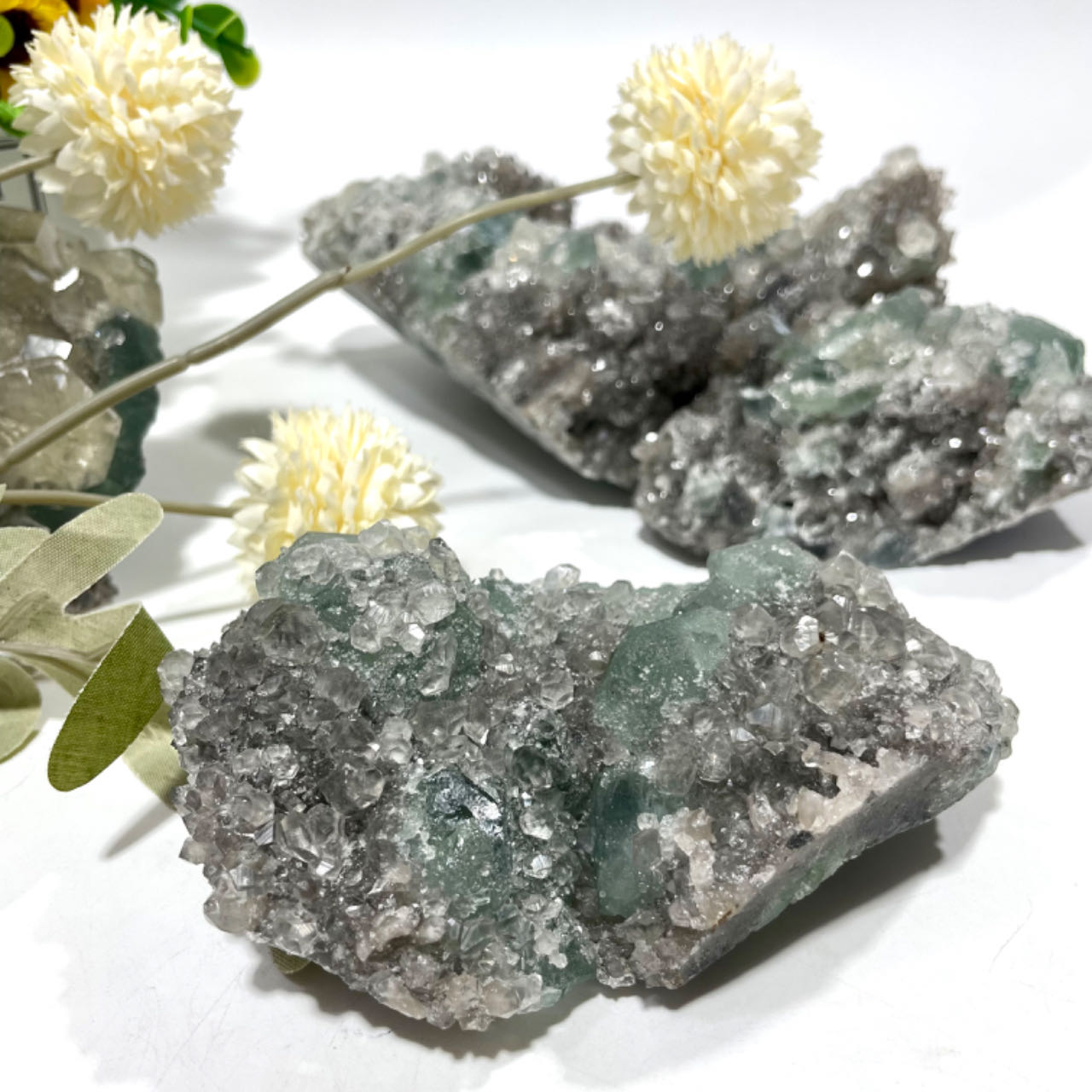 Fluorite Cluster Natural Stone Gem Mining Chakra Balancing Reiki Healing Crystal Mystery Crystal Display Crystal Shopping Online Home Office Decor From IG Crystal