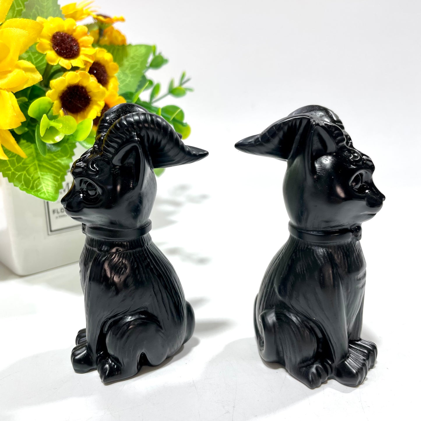 2 Counts Black Obsidian Cute Deer Crystal Carving Healing Stones Natural Stone Chakra Balancing Reiki Home Office Decor From IG Crystal