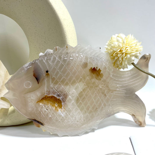 Flower Agate Fish Crystal Healing Crystal Home Decoration From IG Crystal