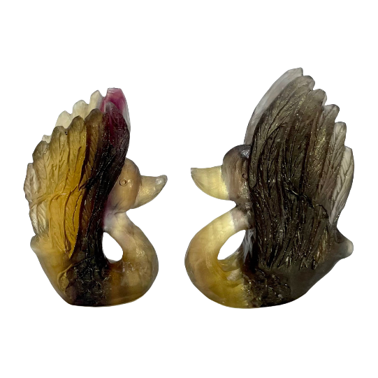 2 Counts Fluorite Swan Crystal Carving Healing Crystal Gem Reiki Healing Home Decor Crystal Jewelry Shop Pretty Crystals From IG Crystal