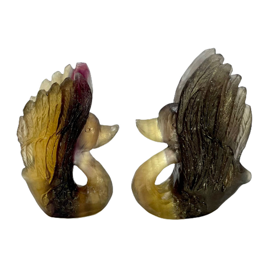 2 Counts Fluorite Swan Crystal Carving Healing Crystal Gem Reiki Healing Home Decor Crystal Jewelry Shop Pretty Crystals From IG Crystal