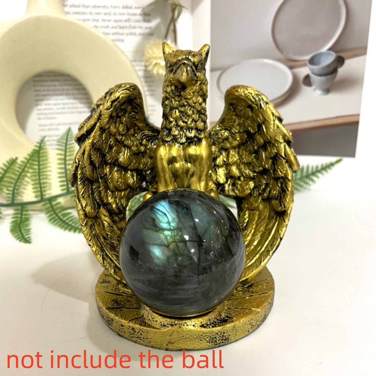 1PCS Eagle Stand Golden Healing Stone Home Decoration For Crystal Ball From IG Crystal