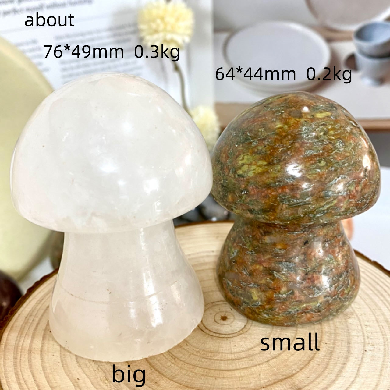 Stochastic 2PCS Different Maerail Big And Small Mushroom Crystals Set From IG Crystal