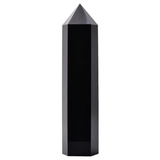 Stochastic 1PCS Large Black Obsidian Crystal Tower Natural Healing Crystal Point Wand Obelisk 6 Faceted Reiki Chakra Meditation Therapy Home Decor Gift From IG Crystal