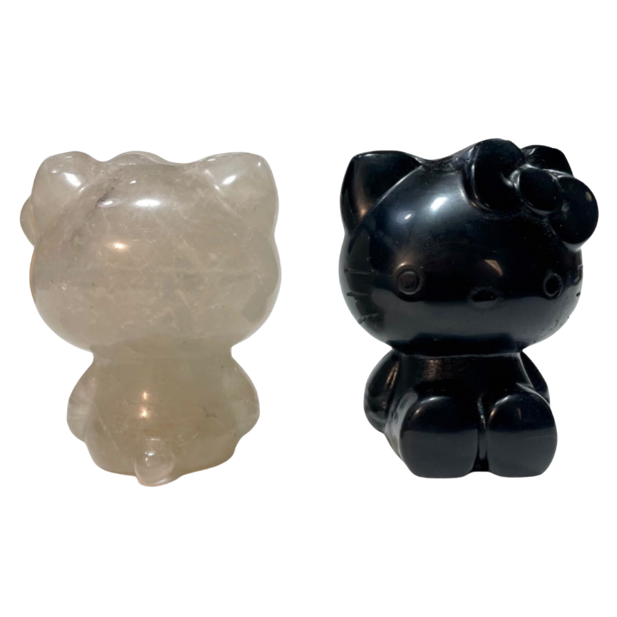 2 Counts 7.5CM Height Different Materials Hello Kitty Crystal Carvings Healing Crystal Gem Reiki Healing Home Decor Crystal Jewelry Shop Pretty Crystals From IG Crystal