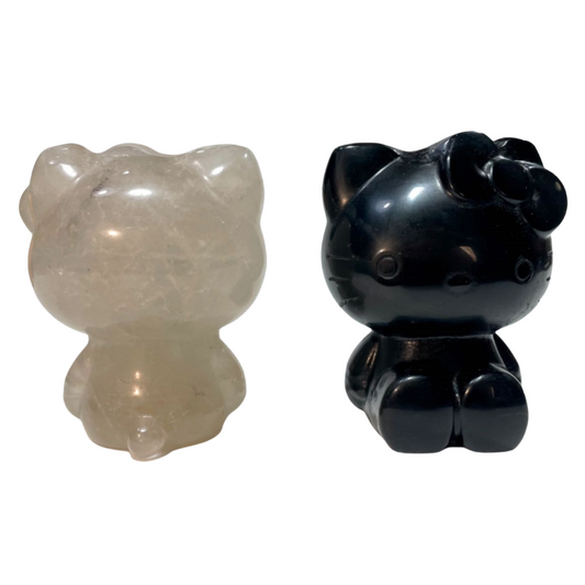 2 Counts 7.5CM Height Different Materials Hello Kitty Crystal Carvings Healing Crystal Gem Reiki Healing Home Decor Crystal Jewelry Shop Pretty Crystals From IG Crystal