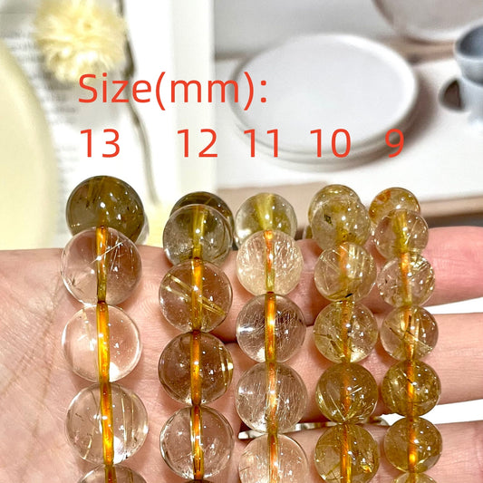 Golden Rutile Bracelet 9mm 10mm 11mm 12mm 13mm Energy Healing Crystals Jewelry for Women DIY Bracelet From IG Crystal