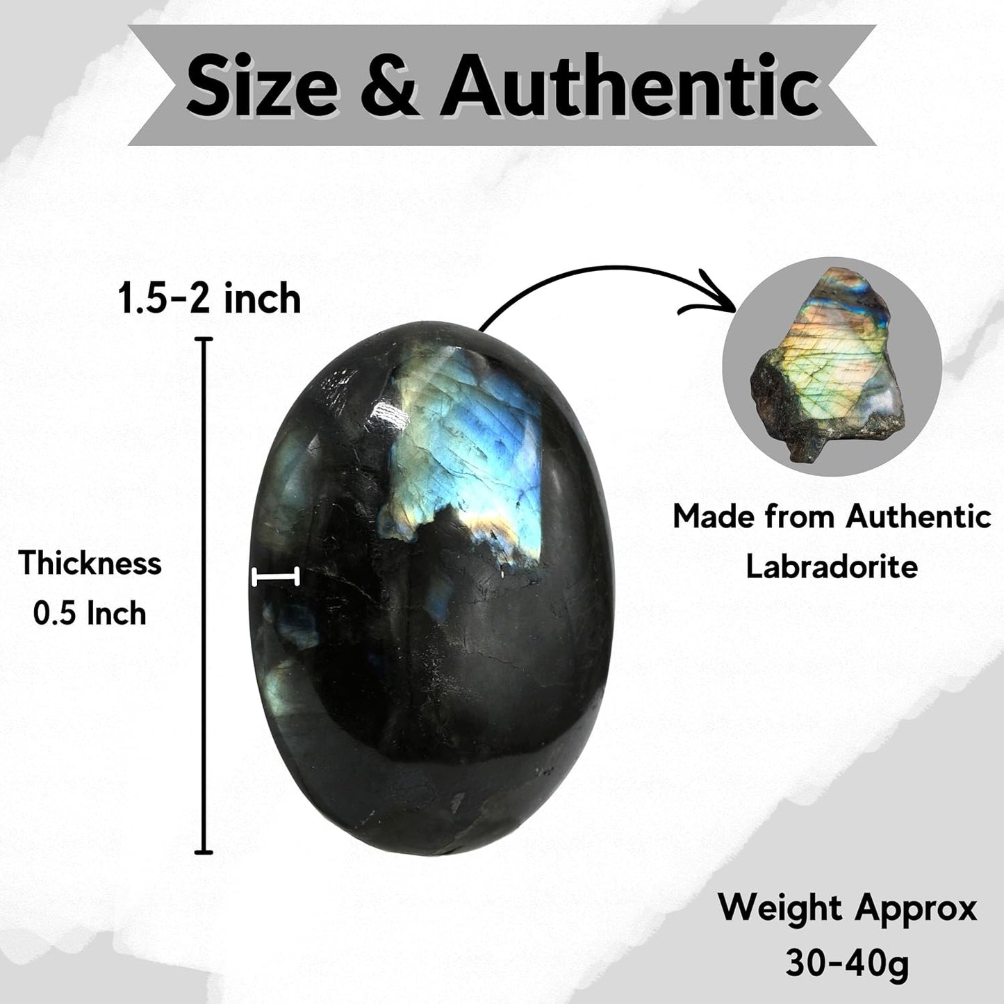 7~9PCS Labradorite Palm Stone Crystal - Natural Chakra Reiki Polished Healing Pocket Worry Stone Crystal From IG Crystal